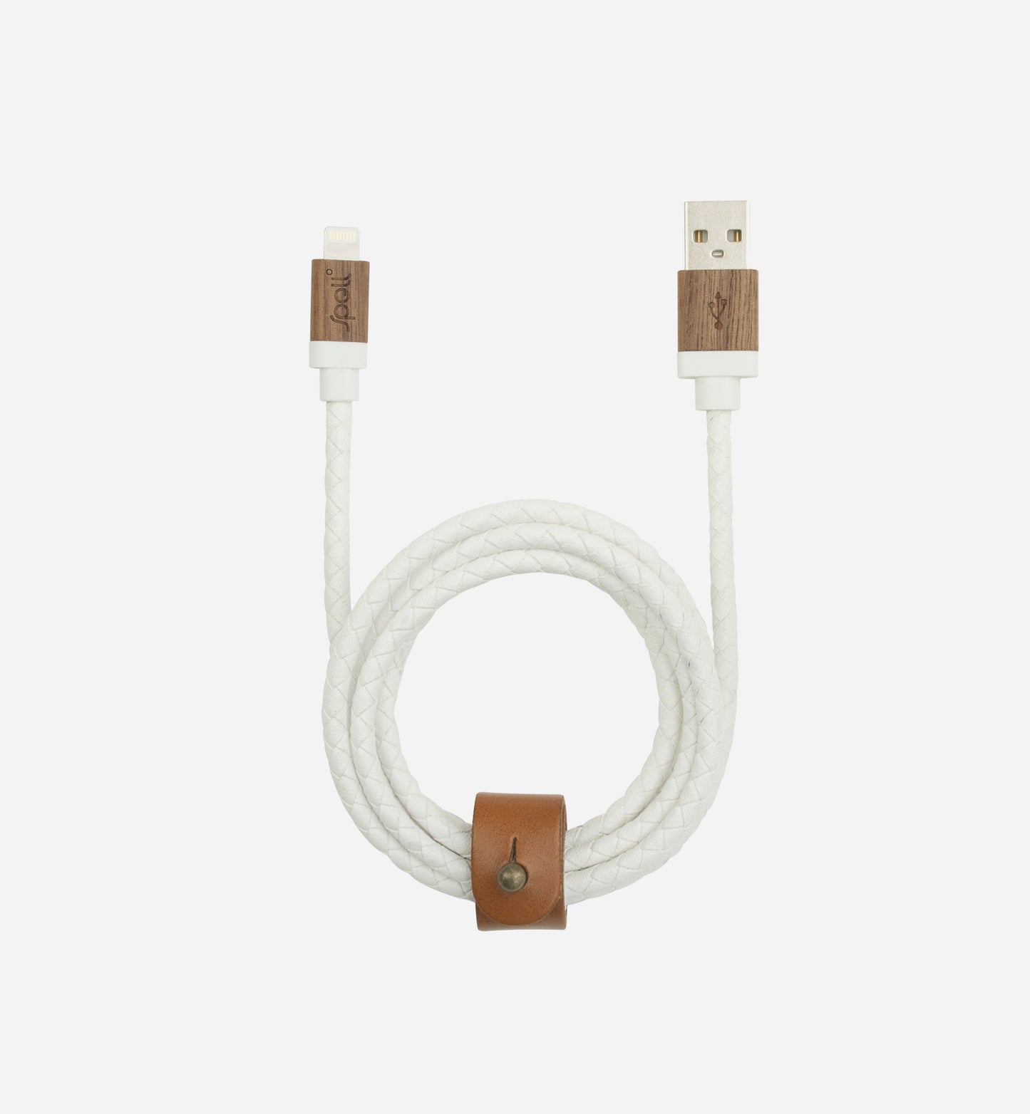 WALNUT WHITE BRAIDED LEATHER Lightning Cable (MFi)