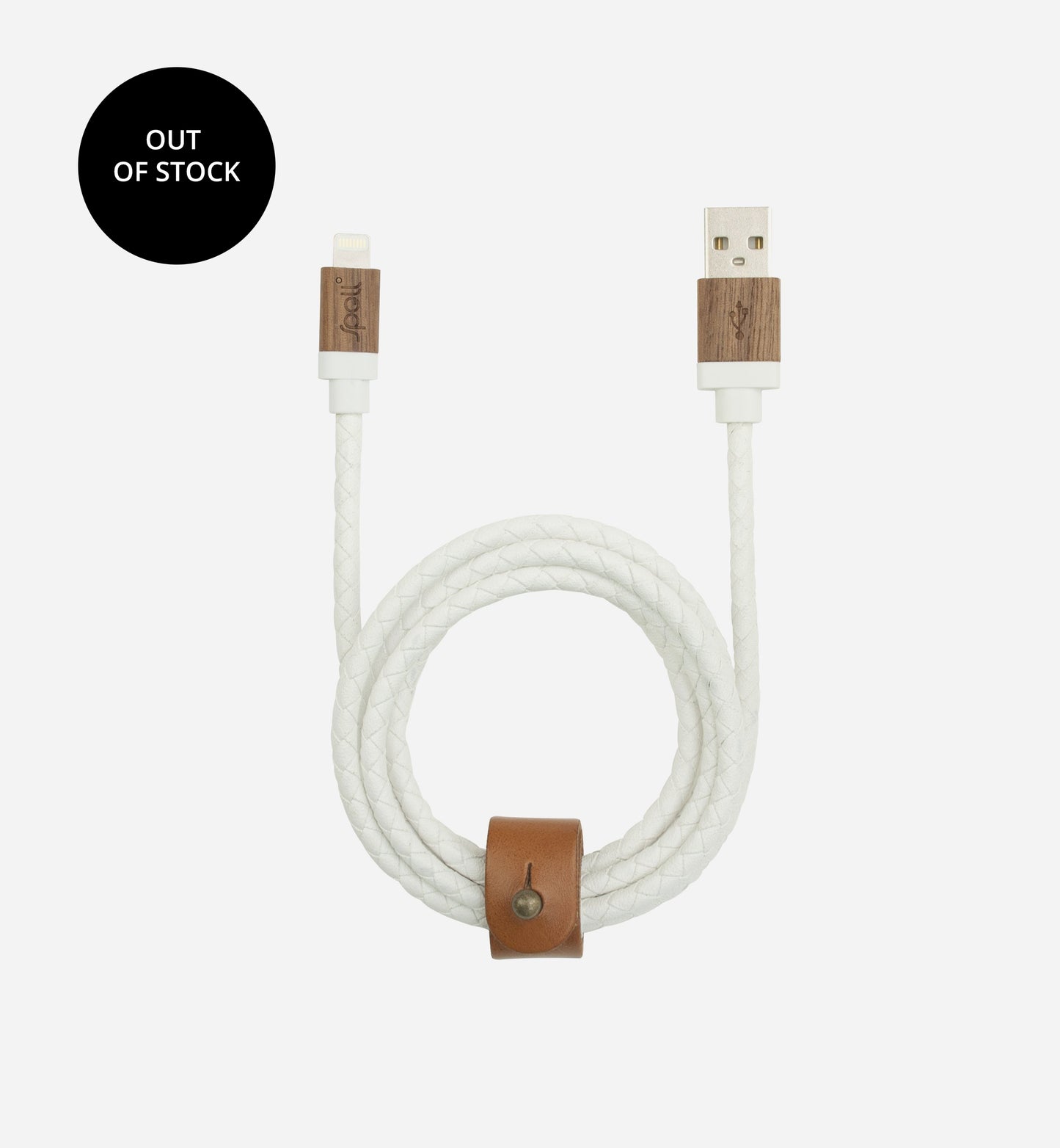 WALNUT WHITE BRAIDED LEATHER Lightning Cable (MFi)